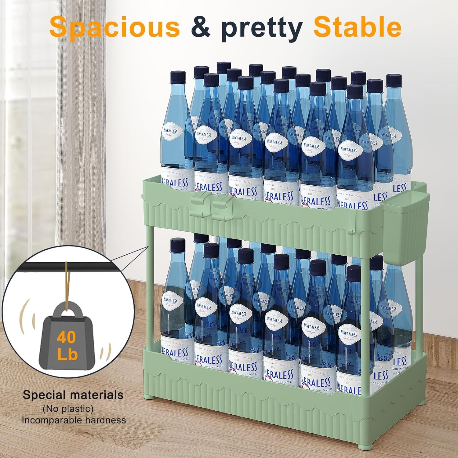 image:imageSevenblue 2 Pack Under Sink Organizer Under Bathroom Cabinet Organizer with Hooks Hanging Cup MultiPurpose Storage Shelf for Kitchen Bathroom BlackGreen