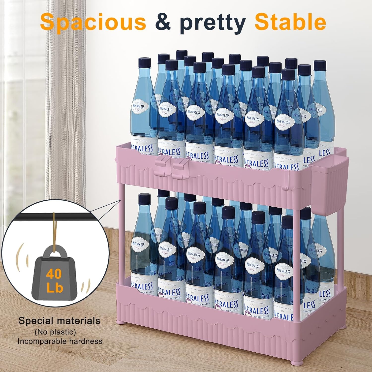 image:imageSevenblue 2 Pack Under Sink Organizer Under Bathroom Cabinet Organizer with Hooks Hanging Cup MultiPurpose Storage Shelf for Kitchen Bathroom BlackPink