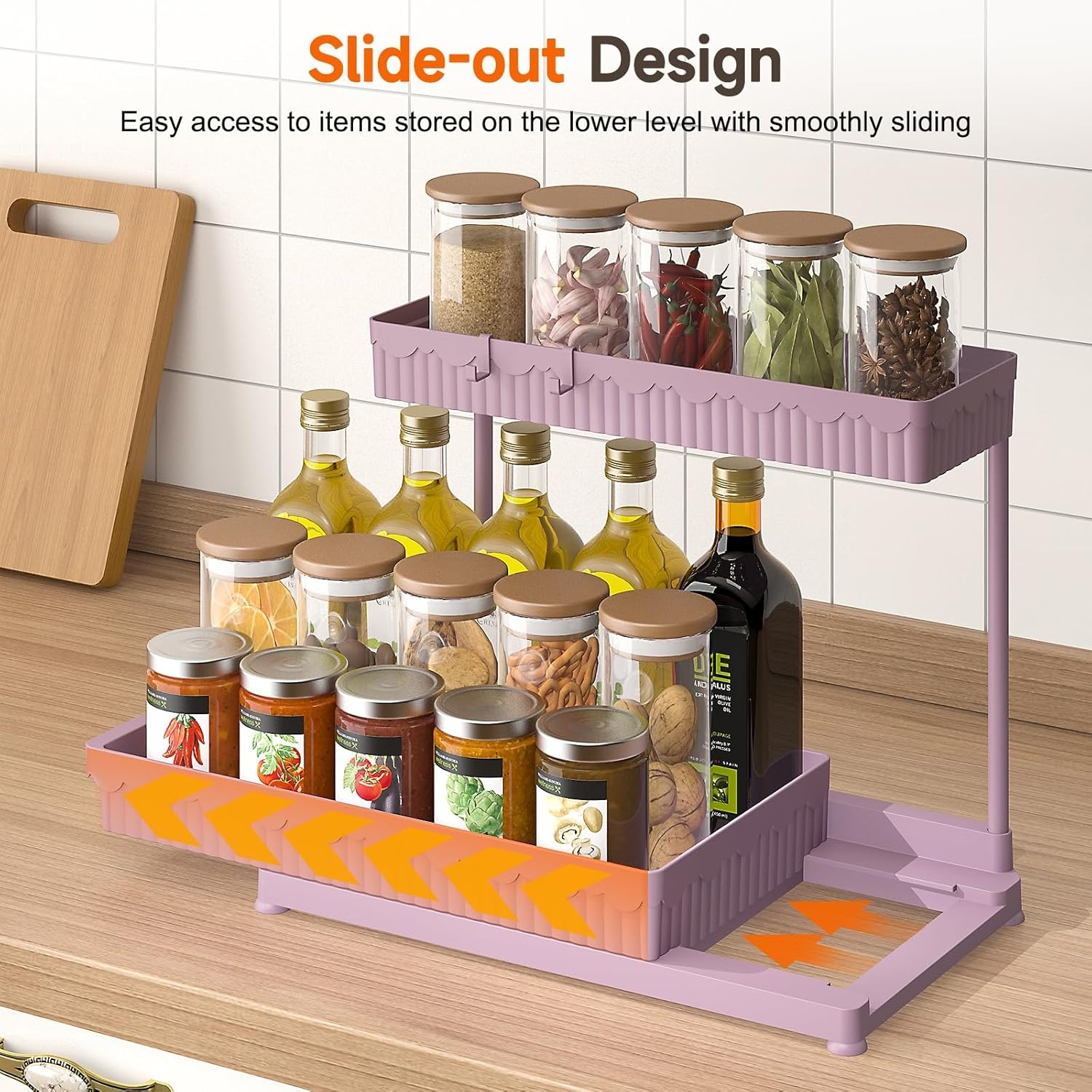 image:imageSevenblue 3 Pack MultiPurpose PullOut Storage Organizers 2Tier LShaped Under SinkCabinet Organizers and Storage for Bathroom amp Kitchen Black 1285 InchesPink