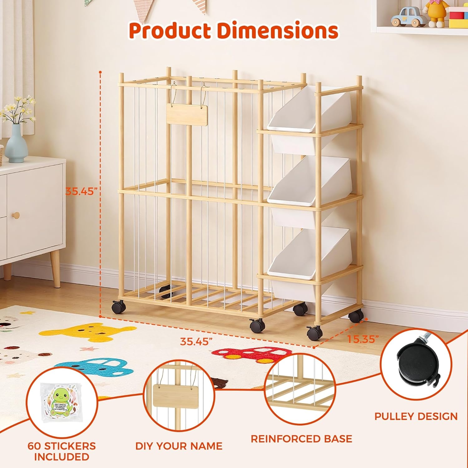 image:imageSevenblue 3 Pack MultiPurpose PullOut Storage Organizers Stuffed Animal Storage with 3 Removable Bins
