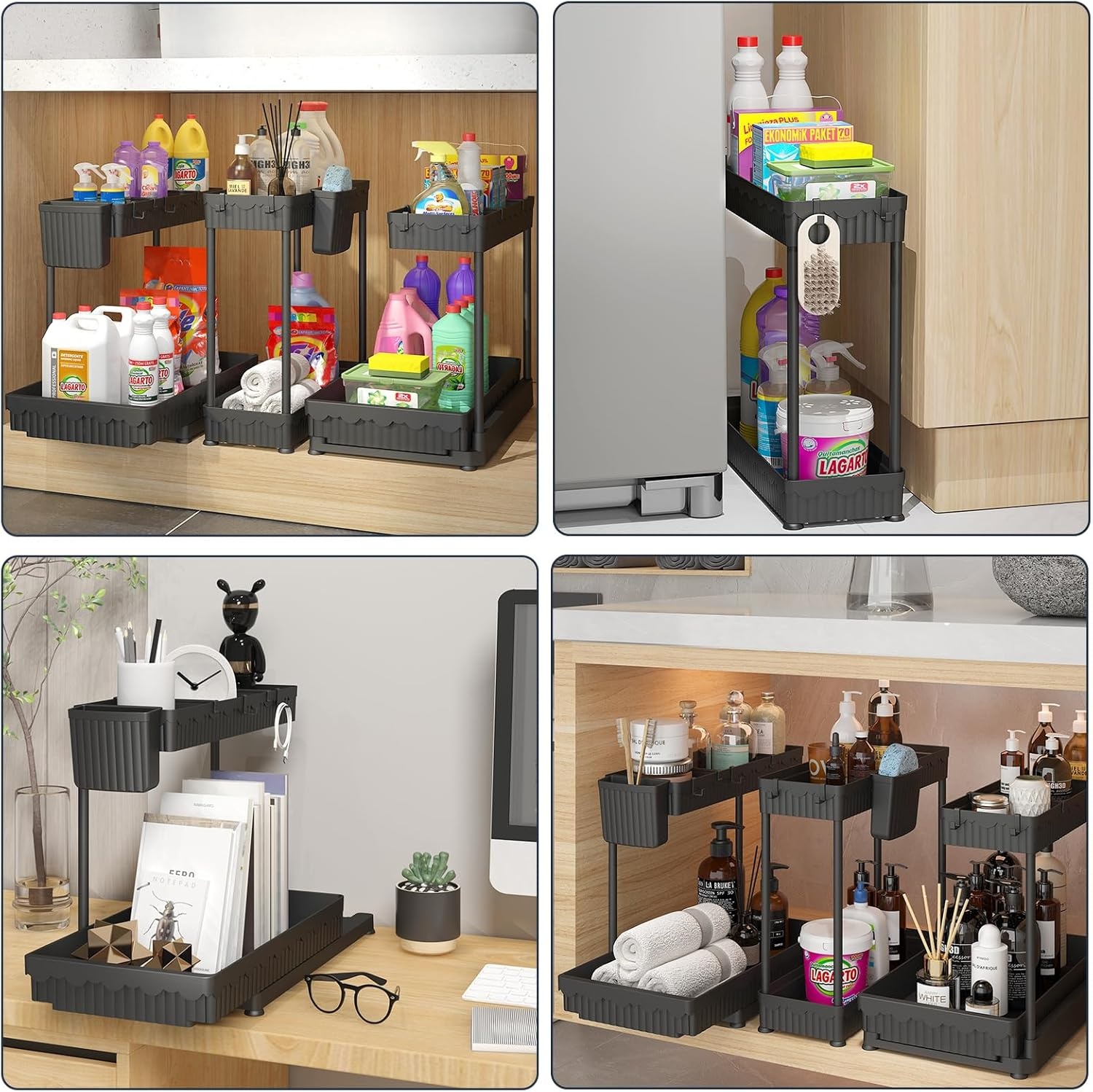 image:imageSevenblue 3 Pack Under Sink Organizer 3 Pack Under Sink Organizers and Storage LShaped