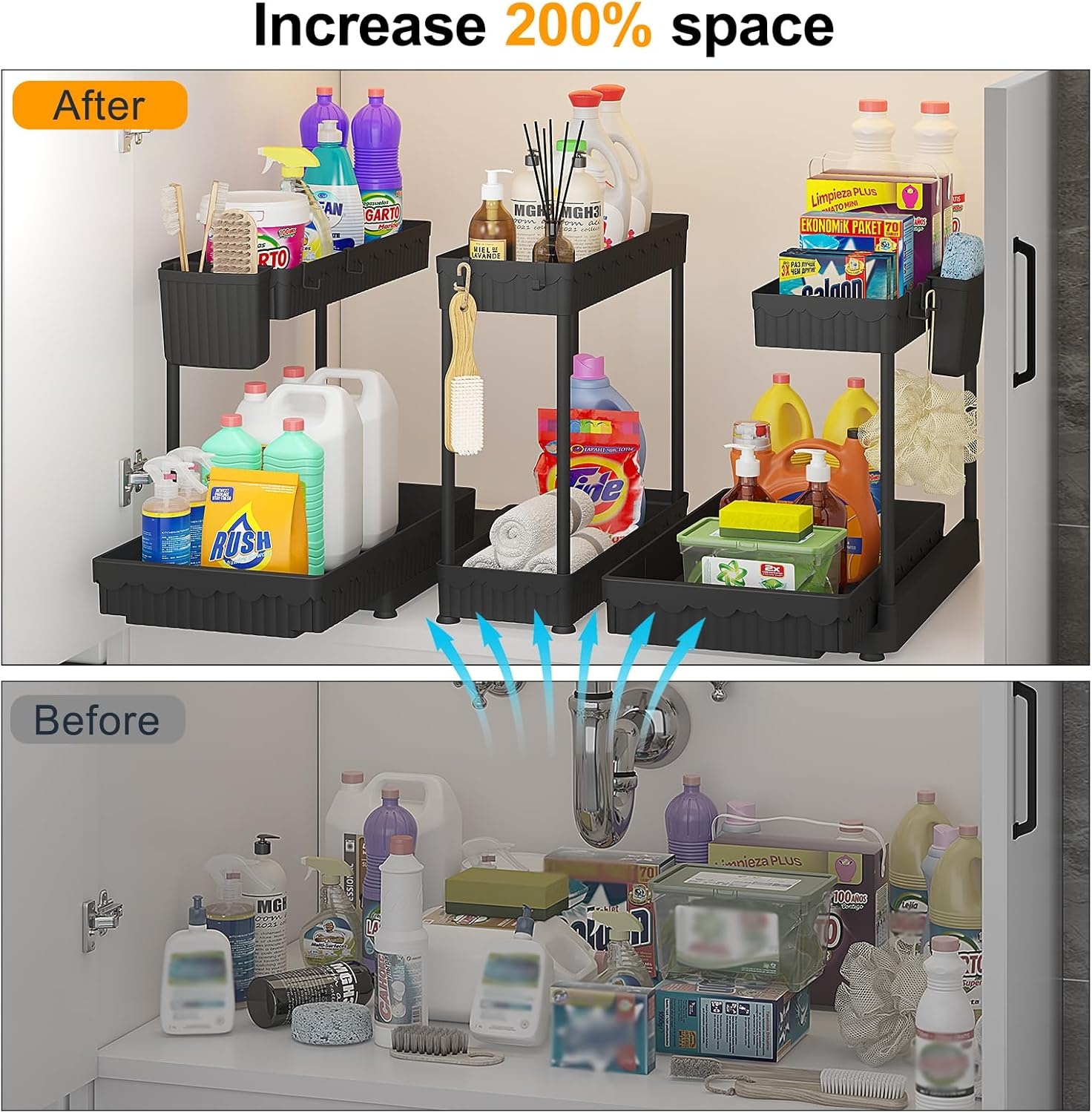 image:imageSevenblue 3 Pack Under Sink Organizer 3 Pack Under Sink Organizers and Storage LShaped