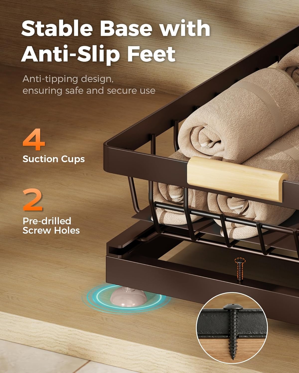 image:imageSevenblue 3 Pack Under Sink Organizer Height Adjustable 2 Tier PullOut Metal Under Kitchen Sink Organizer MultiPurpose Storage Shelves for Kitchen Bathroom Cabinet BlackBrown