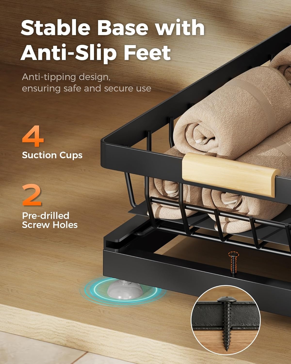 image:imageSevenblue 3 Pack Under Sink Organizer Height Adjustable 2 Tier PullOut Metal Under Kitchen Sink Organizer MultiPurpose Storage Shelves for Kitchen Bathroom Cabinet BlackBlack