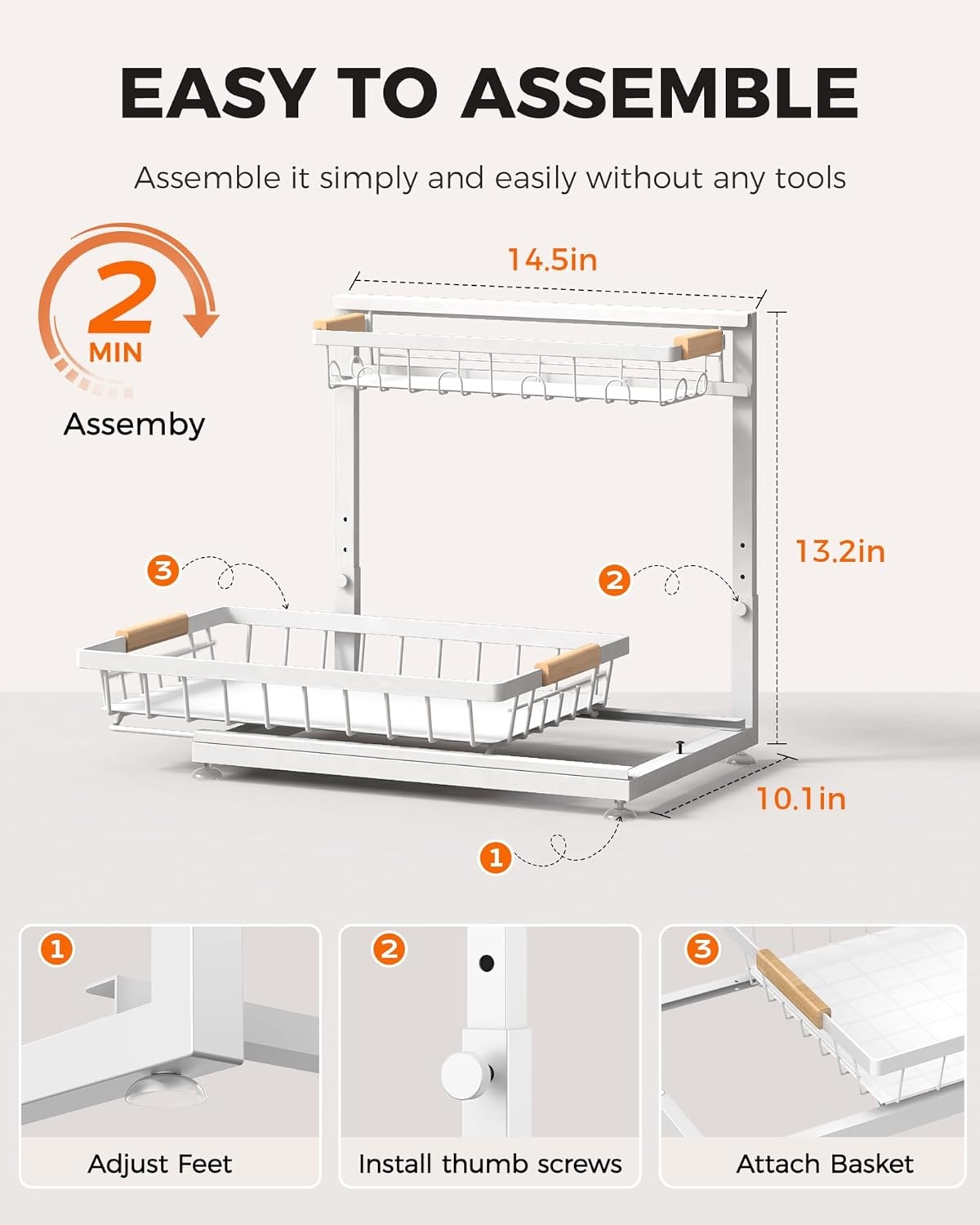 image:imageSevenblue 3 Pack Under Sink Organizer Height Adjustable 2 Tier PullOut Metal Under Kitchen Sink Organizer MultiPurpose Storage Shelves for Kitchen Bathroom Cabinet BlackWhite