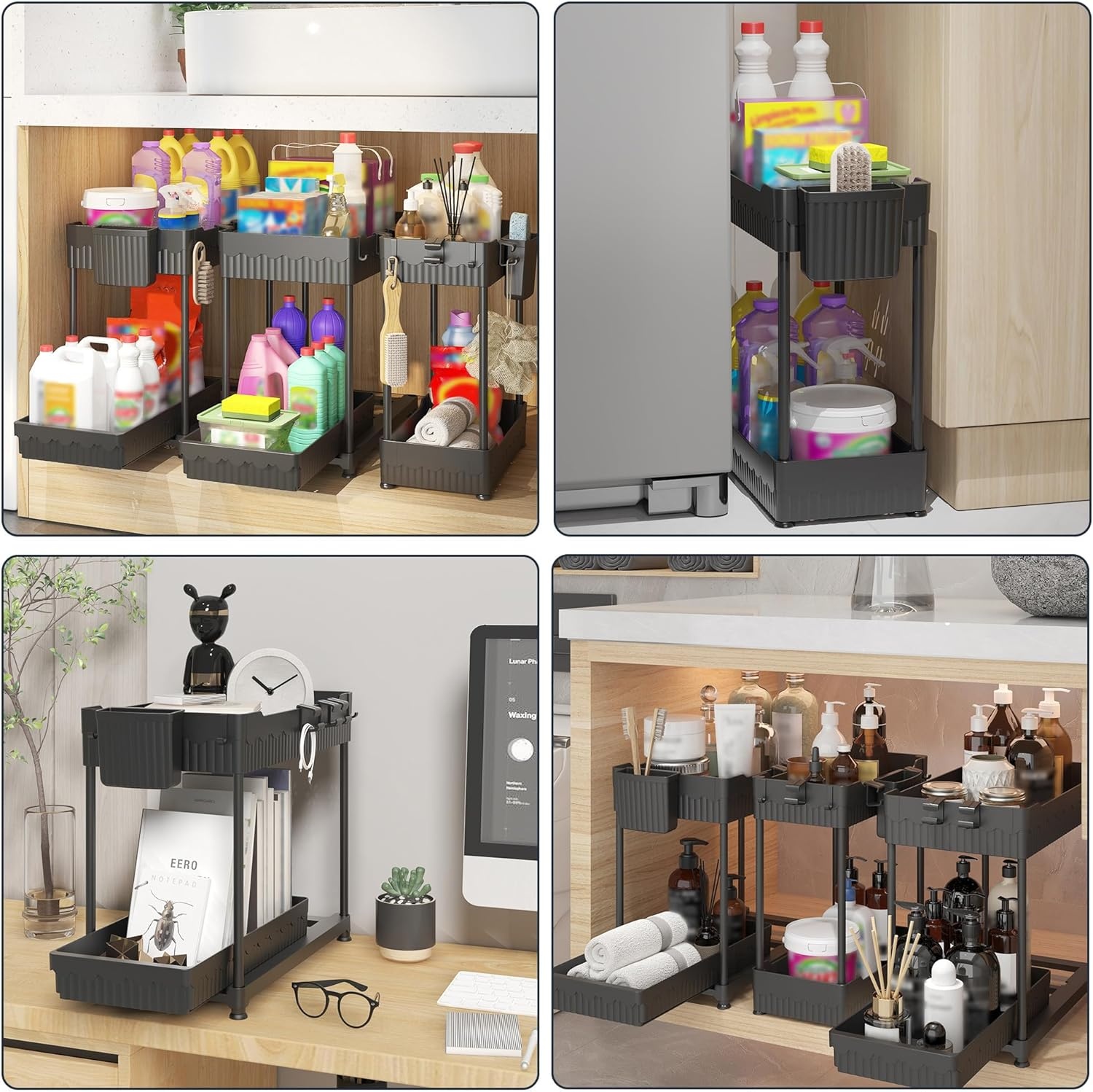 image:imageSevenblue 3 Pack Under Sink Organizers Stuffed Animal Storage with 3 Removable Bins