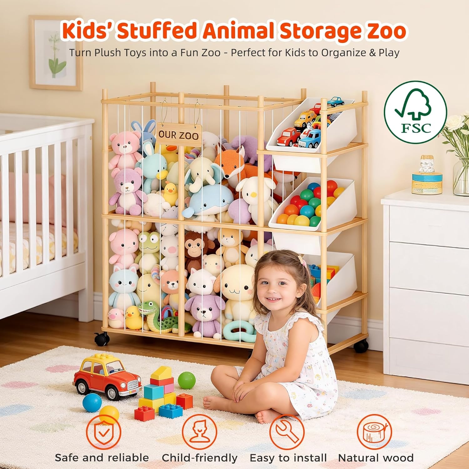 image:imageSevenblue 3 Pack Under Sink Organizers Stuffed Animal Storage with 3 Removable Bins