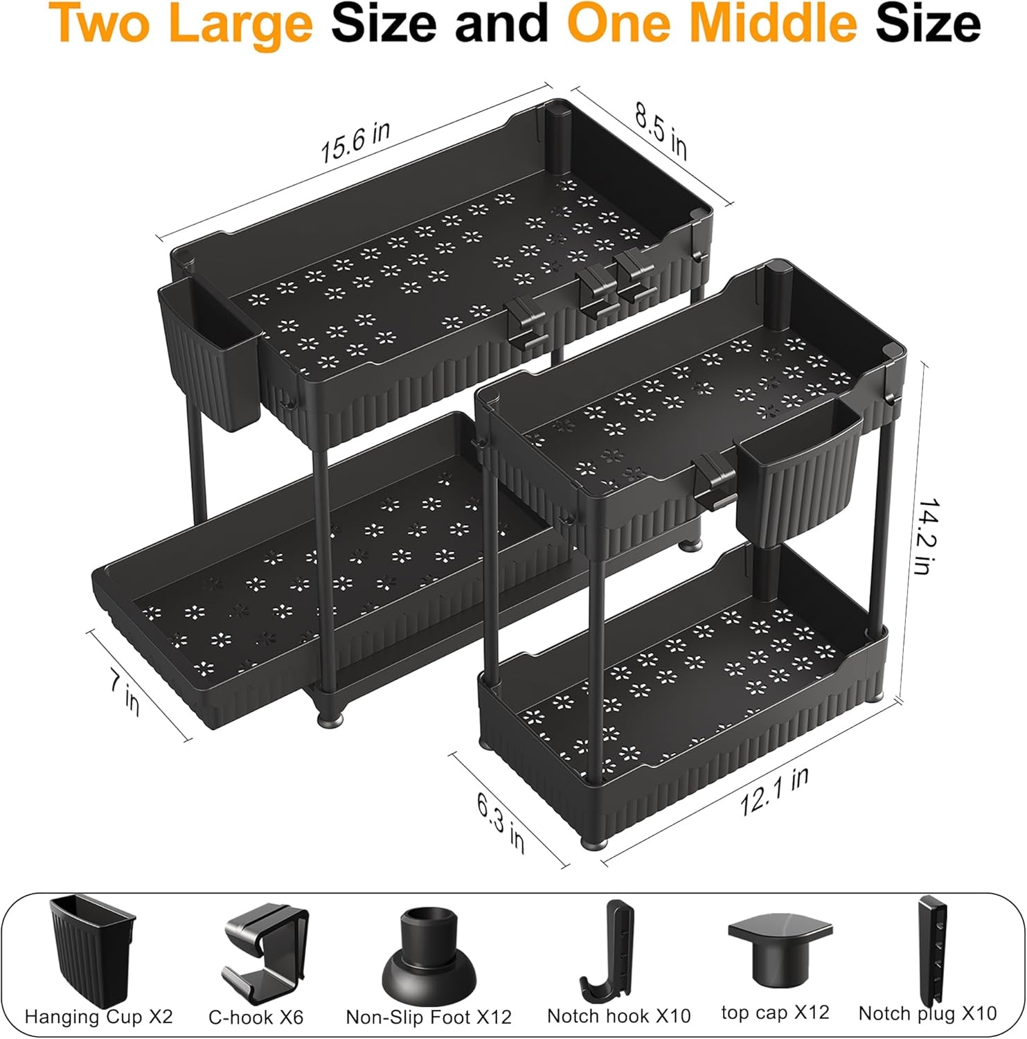 image:imageSevenblue 3 Pack Under Sink Organizers Stuffed Animal Storage with 3 Removable Bins