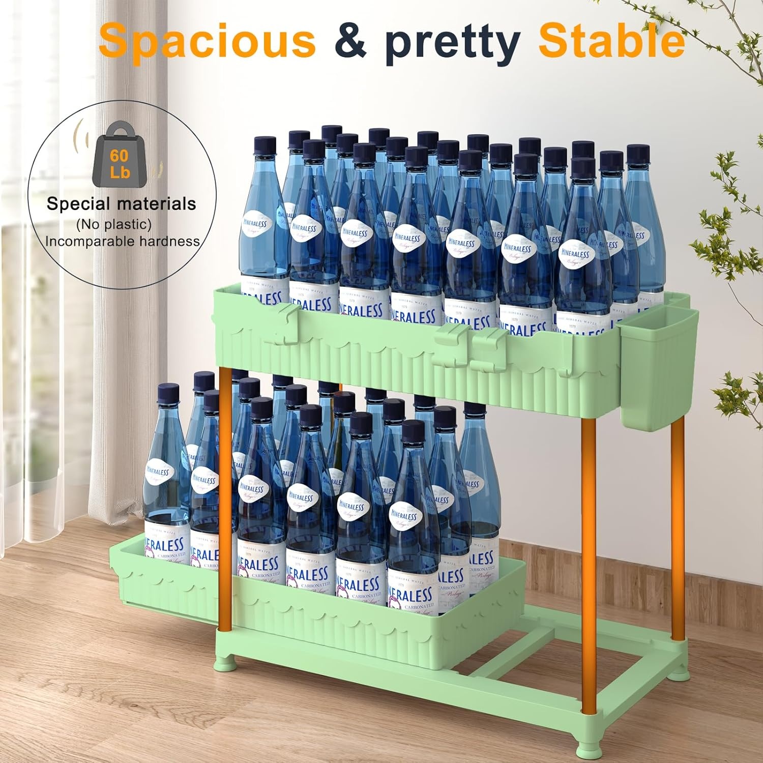 image:imageSevenblue 3 Pack Under Sink Organizers2Tier MultiUse Kitchen and Bathroom Organizers and Storage with Sliding DrawersBathroom Cabinet Organizer Black 128 InchGreen