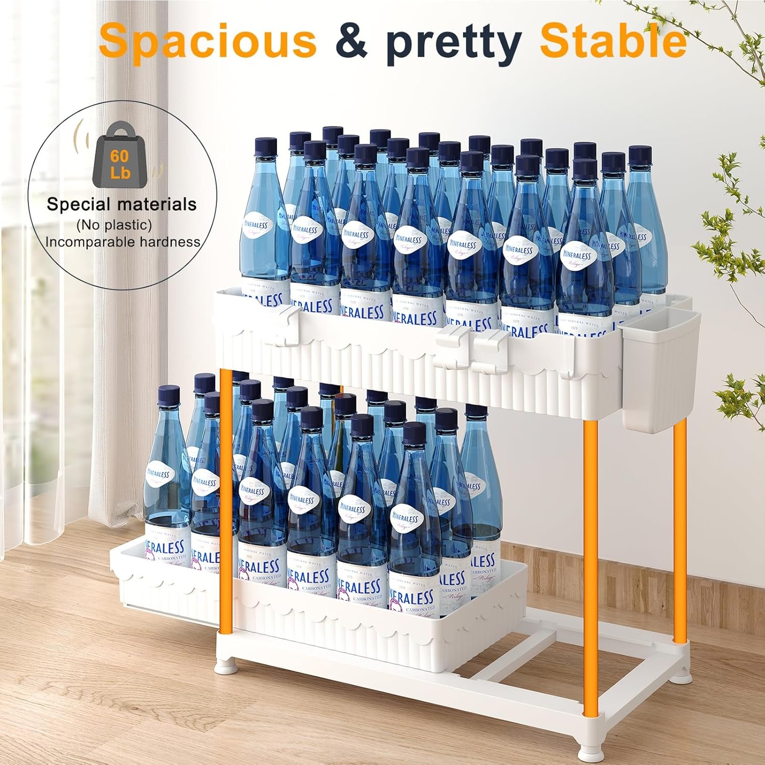 image:imageSevenblue 3 Pack Under Sink Organizers2Tier MultiUse Kitchen and Bathroom Organizers and Storage with Sliding DrawersBathroom Cabinet Organizer Black 128 InchWhite