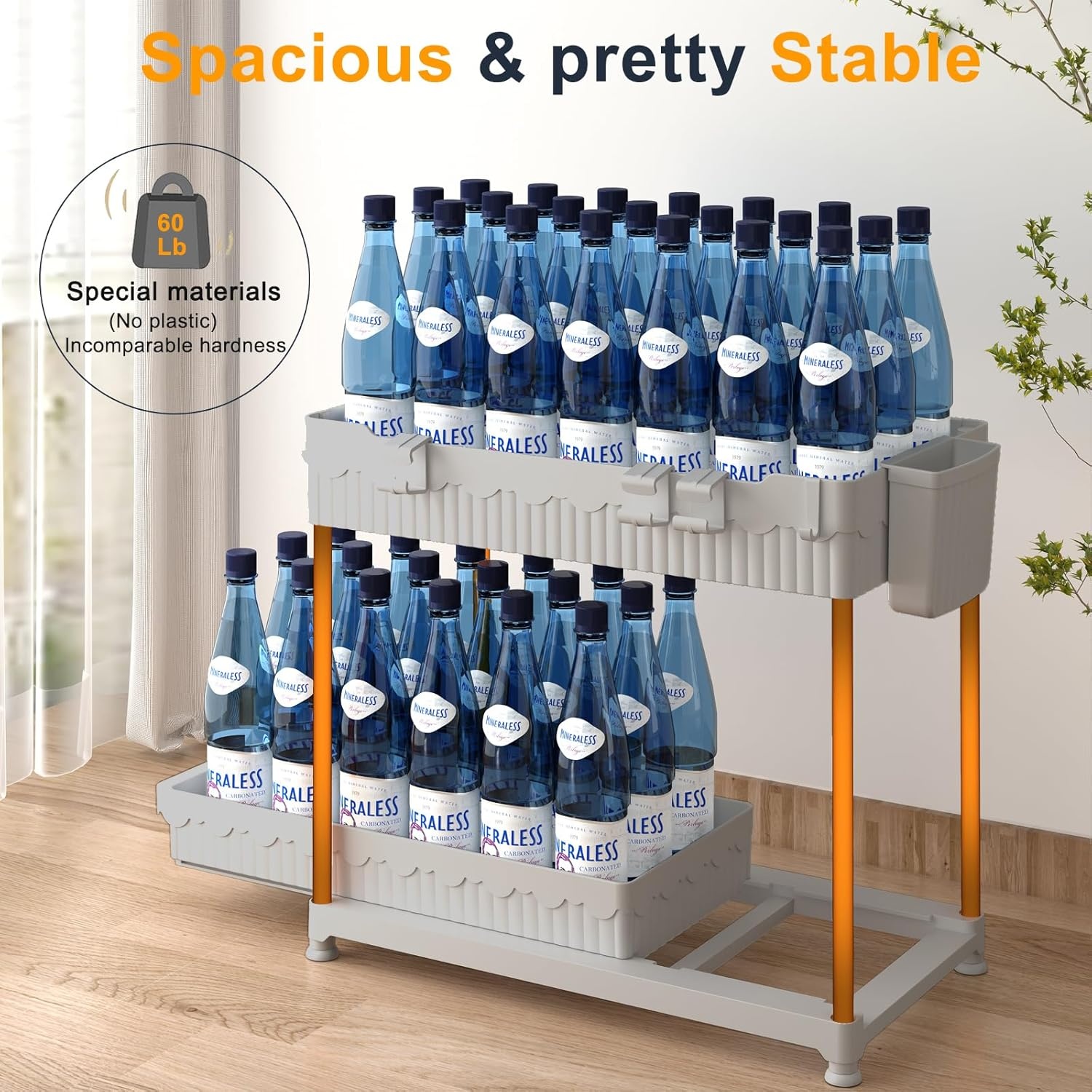 image:imageSevenblue 3 Pack Under Sink Organizers2Tier MultiUse Kitchen and Bathroom Organizers and Storage with Sliding DrawersBathroom Cabinet Organizer Black 128 InchGray