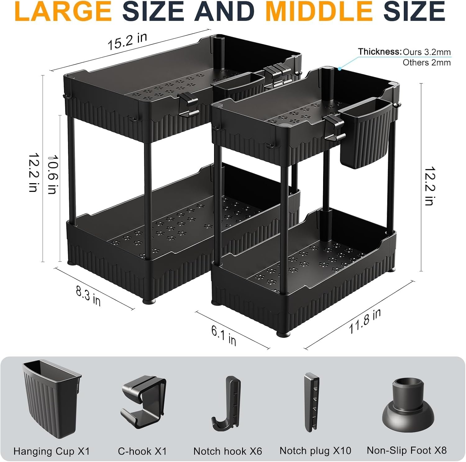 image:imageSevenblue 4 Pack Under Sink Organizer2 Metal High Adjustable 2 Under sink organzire
