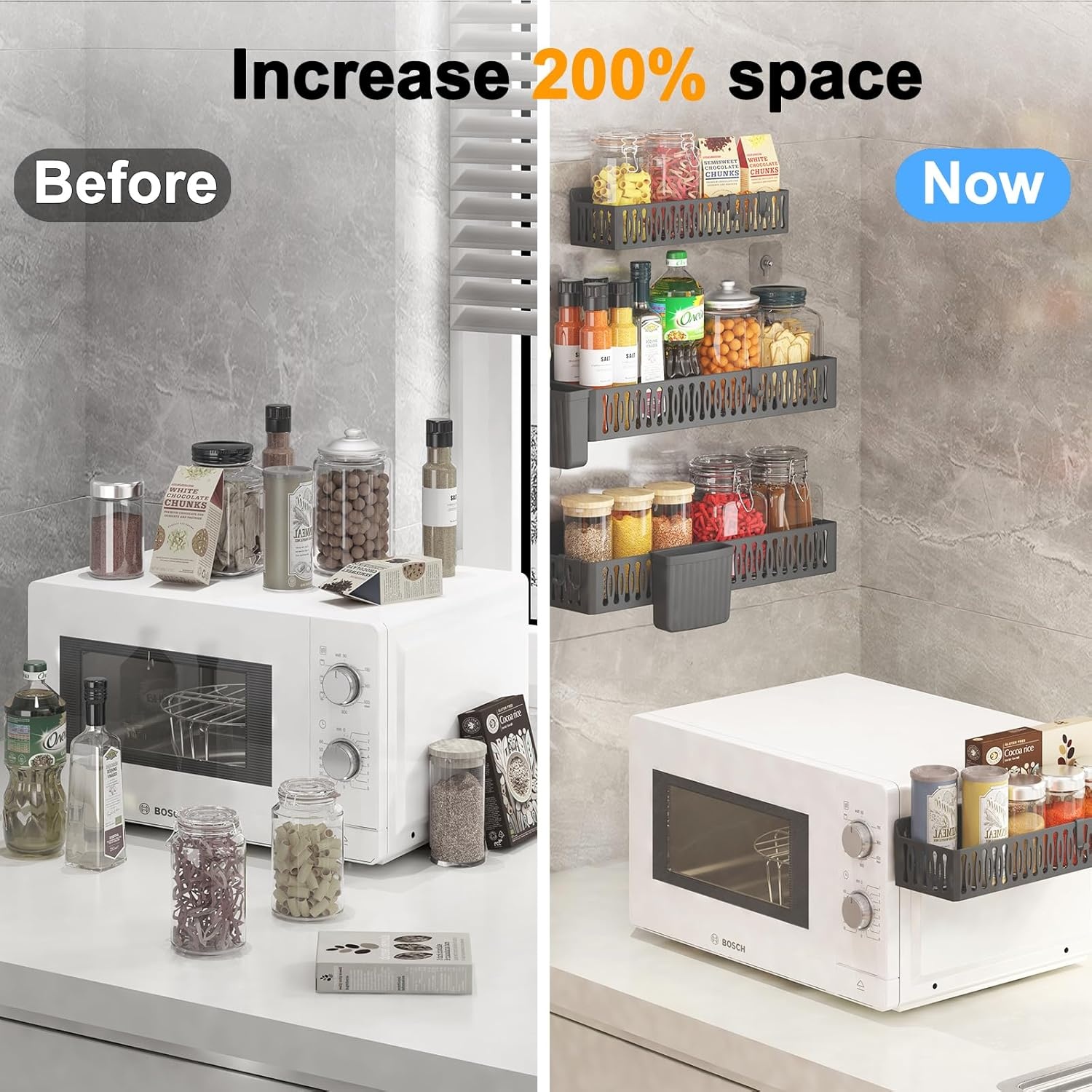 image:imageSevenblue Bathroom Organizers and Storage Under Sink Organizers and Storage Black 4 Pack Magnetic Spice Rack for Refrigerator Black