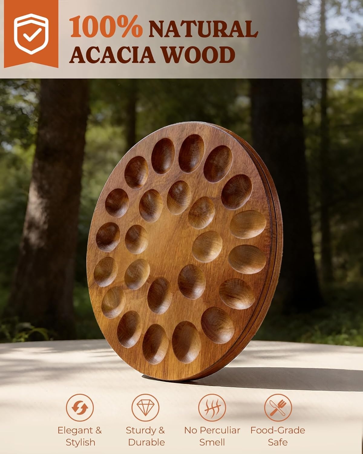 image:imageSevenblue Easter Acacia Wood Deviled Egg Containers with Lid 3 Pack LShaped Pull Out Under Sink Organizers