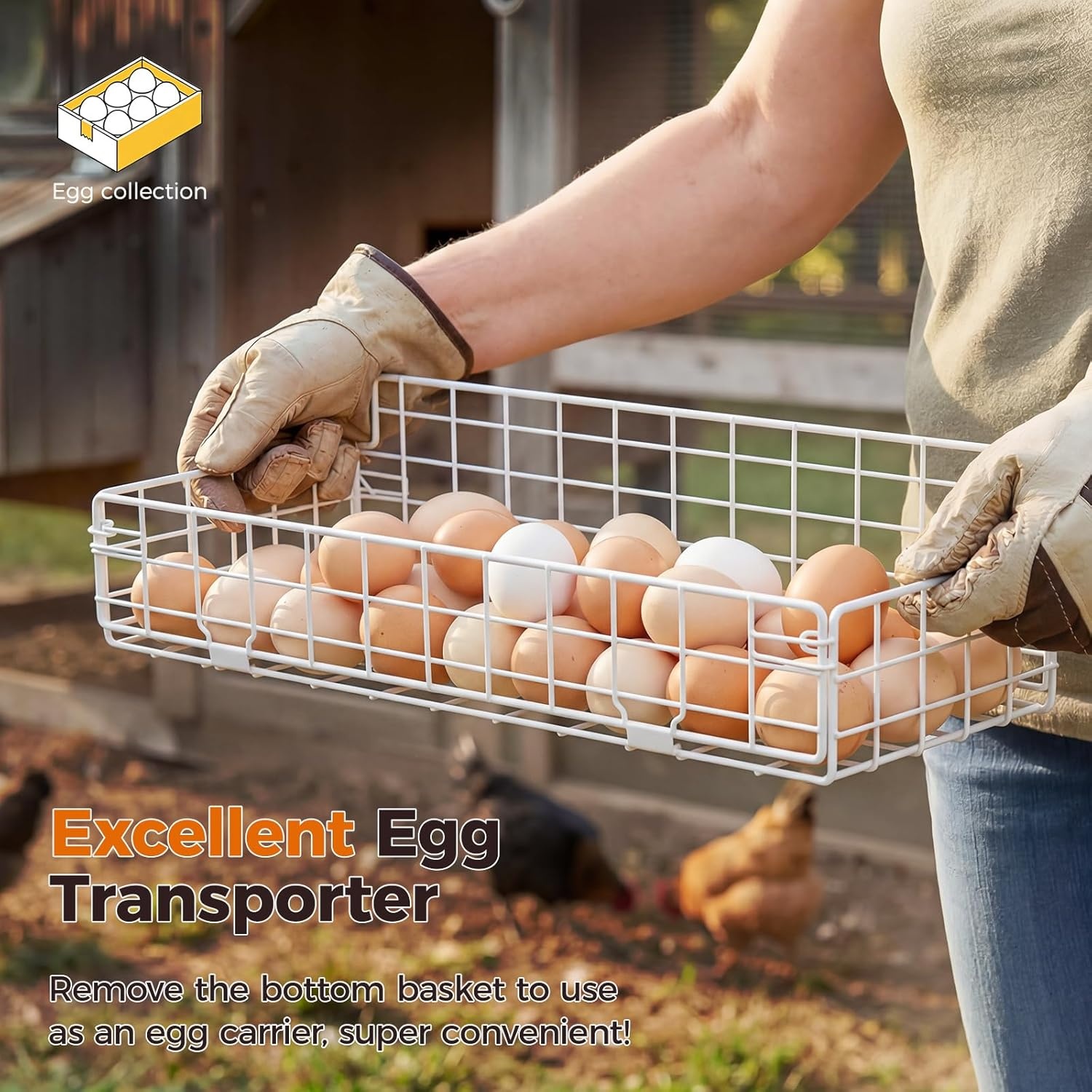 image:imageSevenblue Egg Holder Countertop with 3 Tier PullOut Wire Baskets amp Sturdy Frame Egg Basket with 5 Adjustable Dividers amp Date Tags for Gathering Fresh Eggs Chicken Coop Accessories BlackWhite