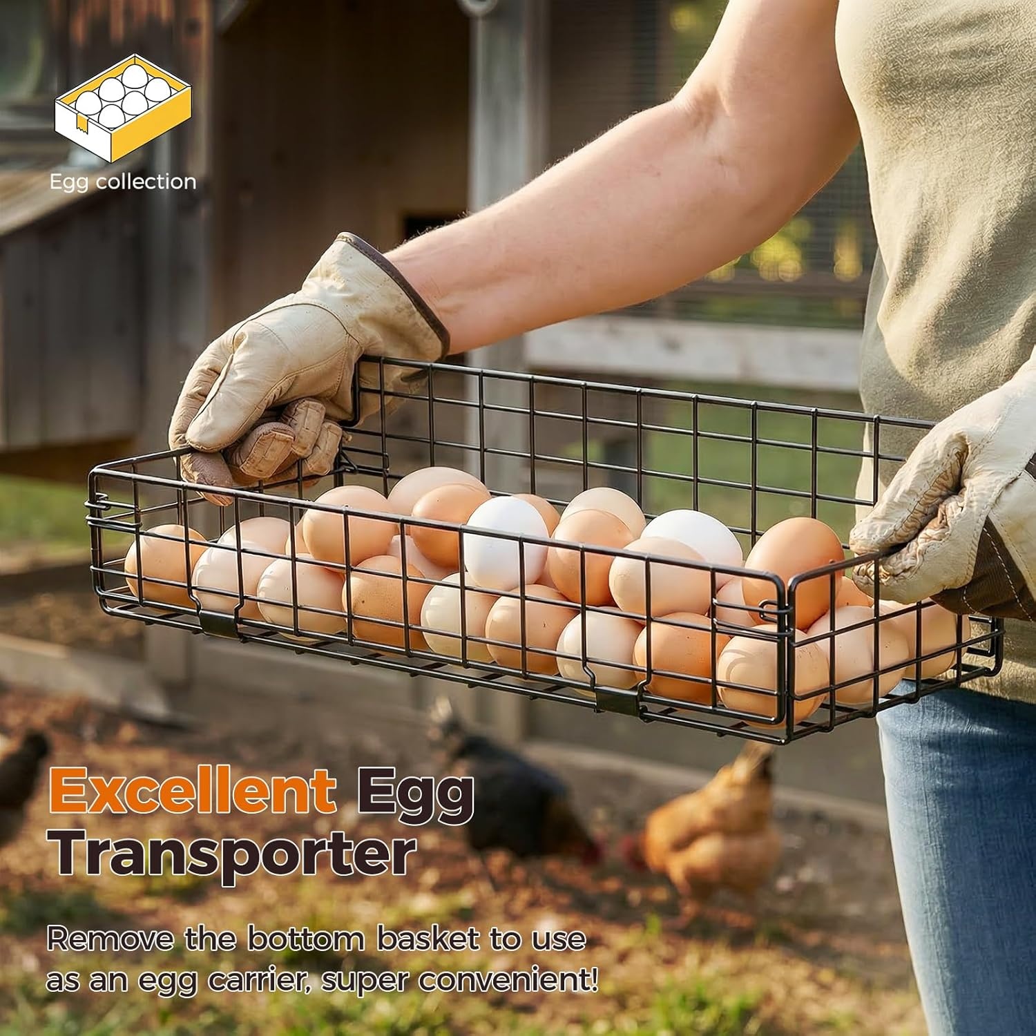 image:imageSevenblue Egg Holder Countertop with 3 Tier PullOut Wire Baskets amp Sturdy Frame Egg Basket with 5 Adjustable Dividers amp Date Tags for Gathering Fresh Eggs Chicken Coop Accessories BlackBlack