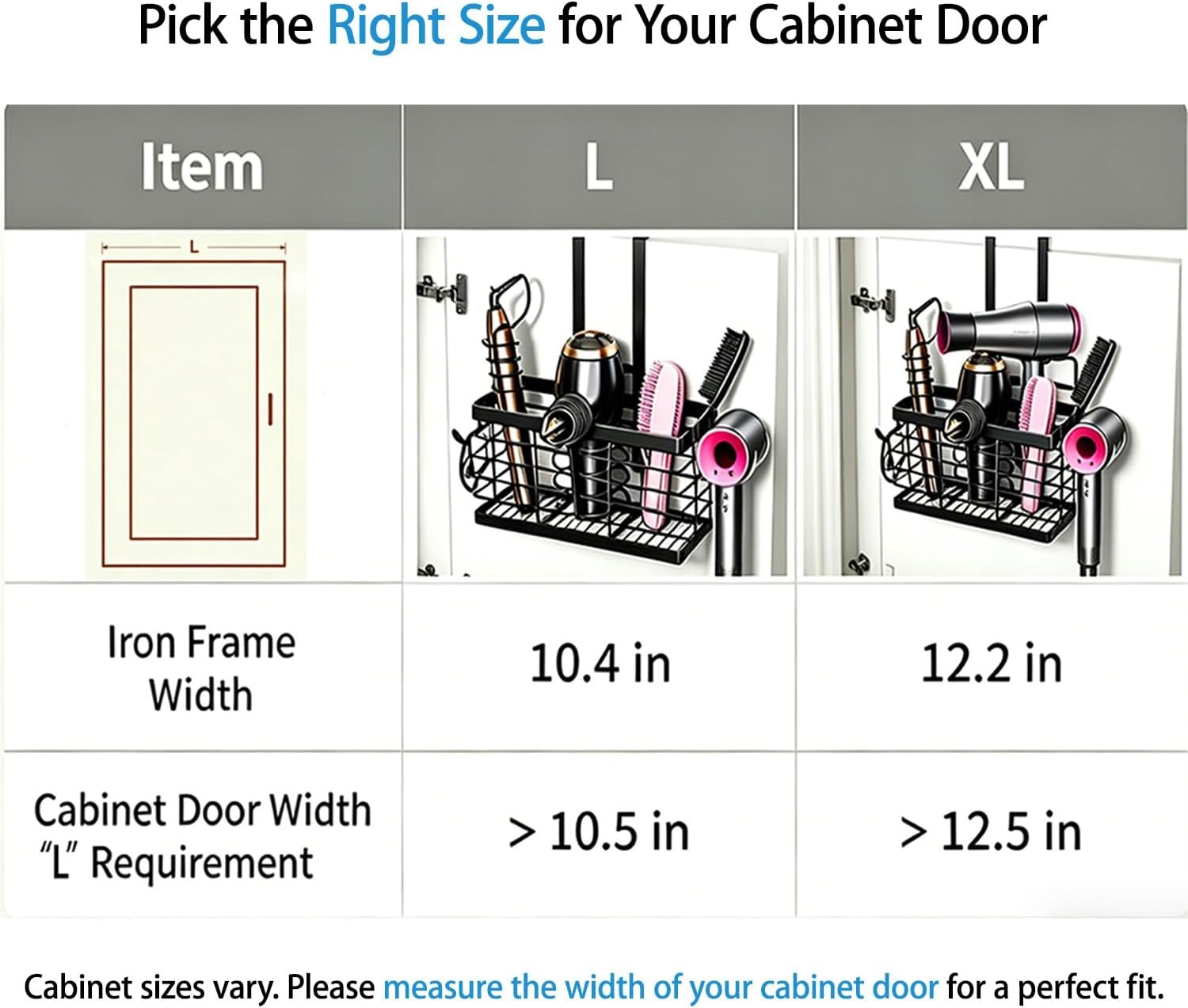 image:imageSevenblue Hair Tool Organizer 2026 Upgraded 3in1 Universal Hair Dryer Holder Adjustable Height Metal Blow Dryer Holder Wall MountedOver Cabinet DoorFreeStanding BlackStandard Black