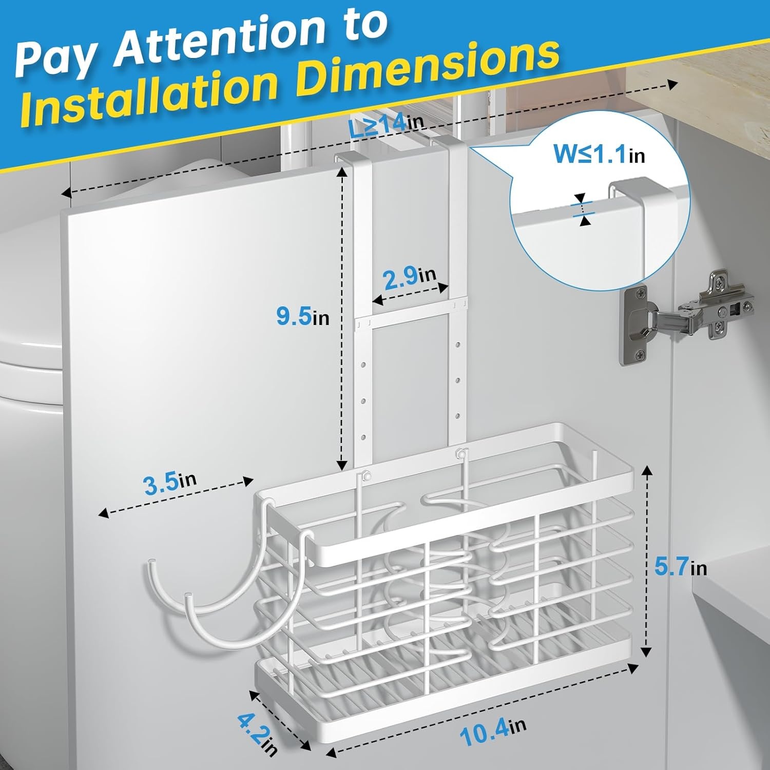image:imageSevenblue Hair Tool Organizer 2026 Upgraded 3in1 Universal Hair Dryer Holder Adjustable Height Metal Blow Dryer Holder Wall MountedOver Cabinet DoorFreeStanding BlackStandard White