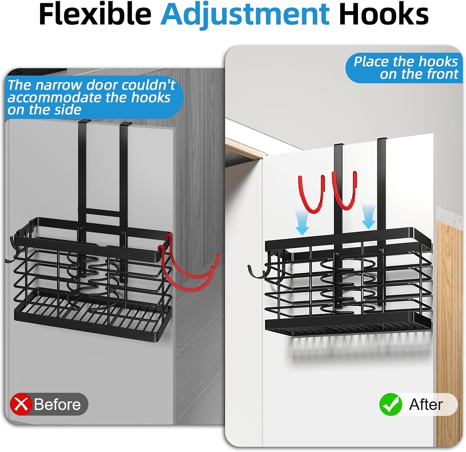 image:imageSevenblue Hair Tool Organizer 2026 Upgraded 3in1 Universal Hair Dryer Holder Adjustable Height Metal Blow Dryer Holder Wall MountedOver Cabinet DoorFreeStanding BlackStandard Black