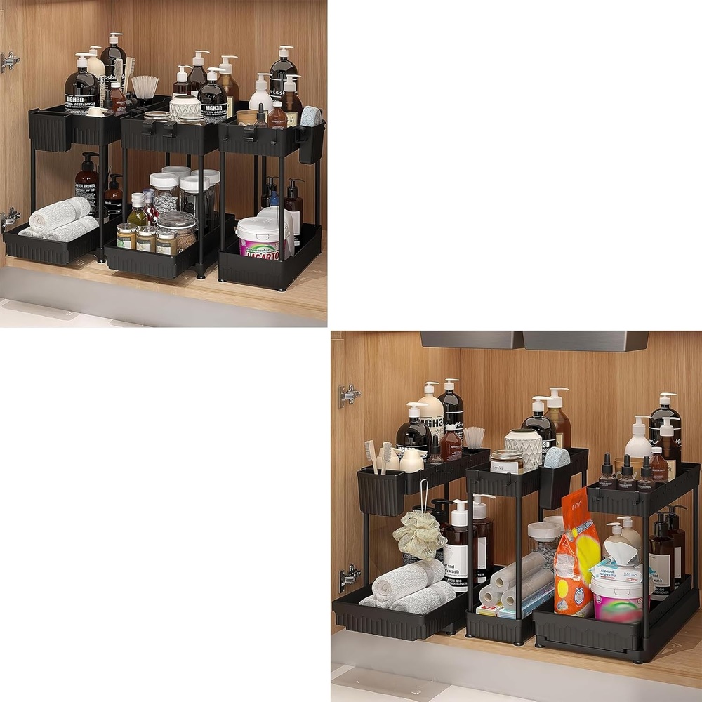 image:imageSevenblue 3 Pack Under Sink Organizer 3 Pack Under Sink Organizers and Storage LShaped