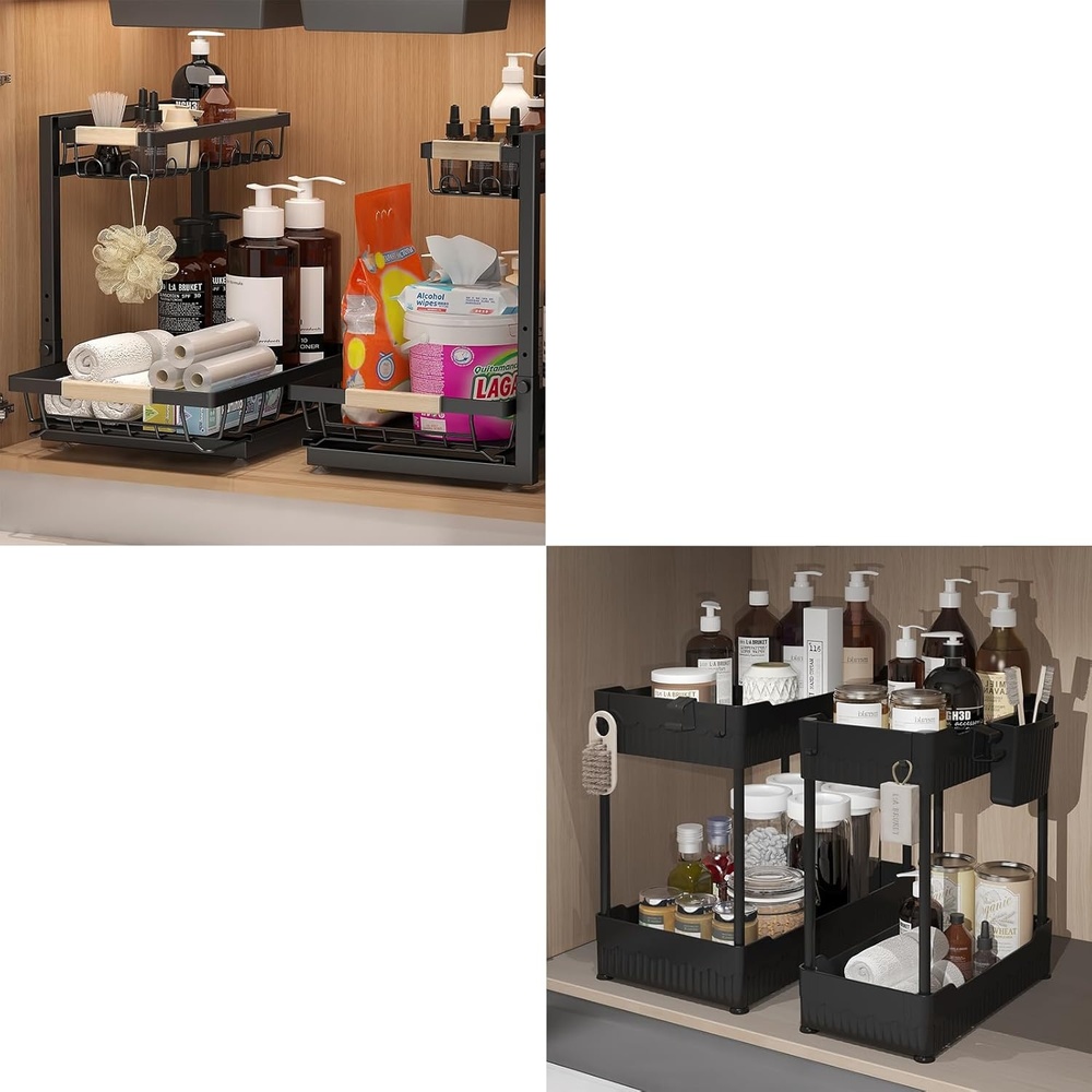 image:imageSevenblue 4 Pack Under Sink Organizer2 Metal High Adjustable 2 Under sink organzire