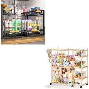 image:imageSevenblue 2 Packs Under Sink Organizer Stuffed Animal Storage with 3 Removable Bins