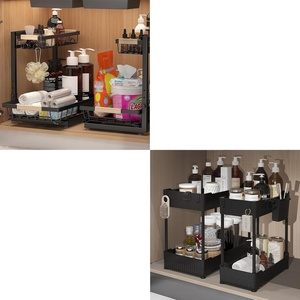 image:imageSevenblue 4 Pack Under Sink Organizer2 Metal High Adjustable  2 Under sink organzire