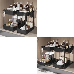 image:imageSevenblue Bathroom Organizers and Storage Under Sink Organizers and Storage Black 2 Pack Cabinet Organizer Black