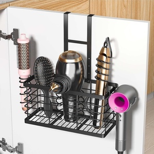 image:imageSevenblue Hair Tool Organizer 2026 Upgraded 3in1 Universal Hair Dryer Holder Adjustable Height Metal Blow Dryer Holder Wall MountedOver Cabinet DoorFreeStanding BlackXL Black